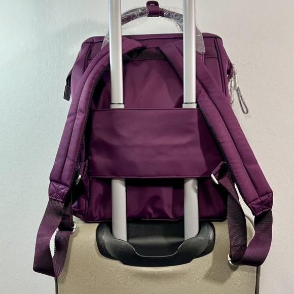 Baggallini Soho Backpack RFID Travel Laptop Backpack NWT Mulberry Washable - Picture 3 of 12
